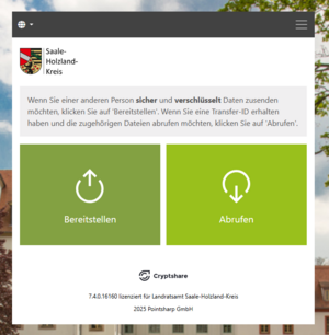 Screenshot Startseite Cryptshare